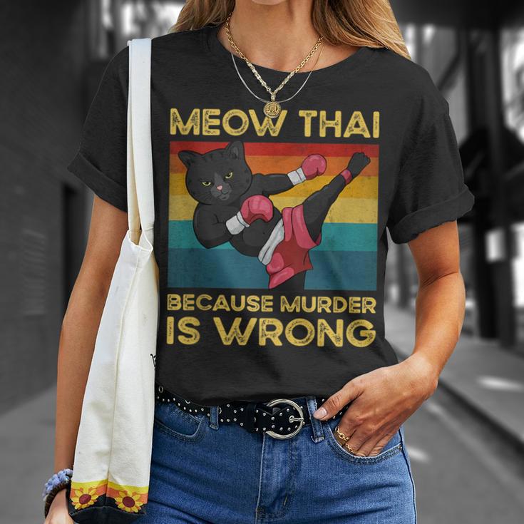 Muay Thai Because Murder Is Wrong Cat Meow Thai T-Shirt Gifts for Her Muay Thai Because Murder Is Wrong Cat Meow Thai T-Shirt Gifts for Her