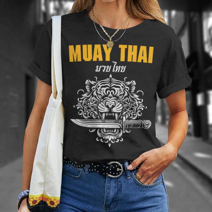 Muay Thai Sak Yant MMA Tattoo Tiger Lion Knife Martial Art T-Shirt Gifts for Her Muay Thai Sak Yant MMA Tattoo Tiger Lion Knife Martial Art T-Shirt Gifts for Her