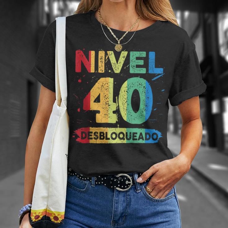 Nivel 40 Desbloqueado 40 Años Cumpleaños In Mangas Camiseta unisex Regalos para ella
