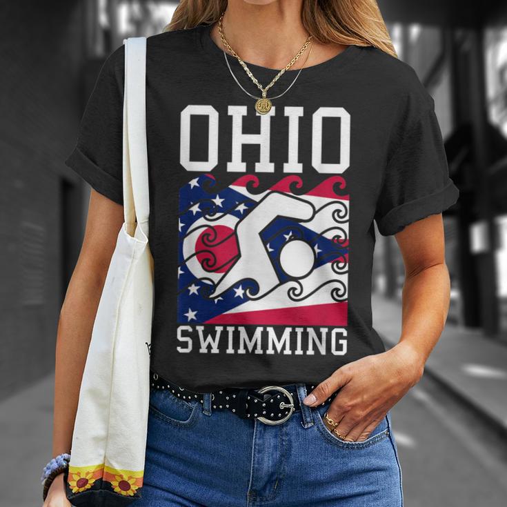 Ohio Flag Swimming Team Swim Swimmer US State T-Shirt Gifts for Her Ohio Flag Swimming Team Swim Swimmer US State T-Shirt Gifts for Her