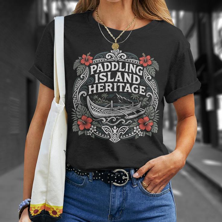 Paddling Island Heritage Outrigger Canoe T-Shirt Gifts for Her