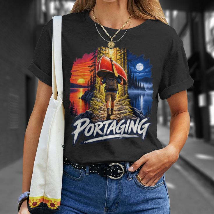 Portaging Canoe Wilderness Adventure Scenic Graphic T-Shirt Gifts for Her