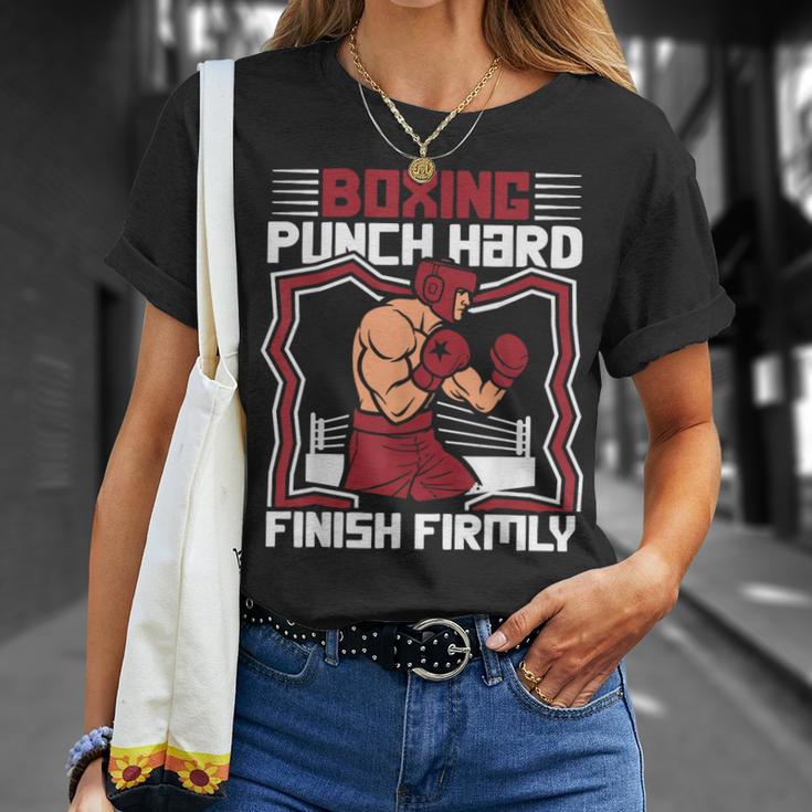 Punch Hard Finish Firmly Kickboxer Fan Muay Thai Boxing T-Shirt Gifts for Her