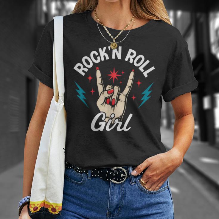Rock'n Roll Girl Plaque Rock On Hand Cool Punk Rock T-Shirt Cadeaux pour elle