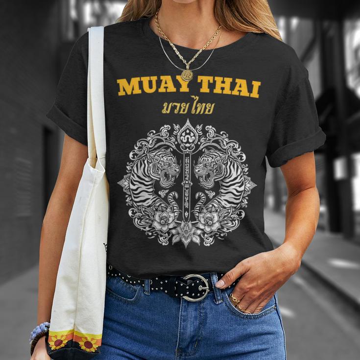Sak Yant Muay Thai Art Tattoo Twin Tiger Kickboxing Thailand T-Shirt Gifts for Her Sak Yant Muay Thai Art Tattoo Twin Tiger Kickboxing Thailand T-Shirt Gifts for Her