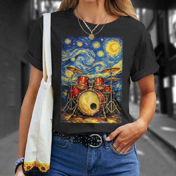 Starry Night Drum Kit Van Gogh Style Art T-Shirt Gifts for Her Starry Night Drum Kit Van Gogh Style Art T-Shirt Gifts for Her