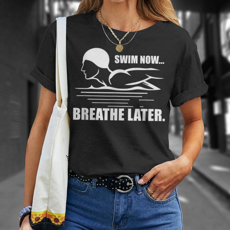 Swim Now Breathe Later Swimming Pool Breaststroke T-Shirt Gifts for Her Swim Now Breathe Later Swimming Pool Breaststroke T-Shirt Gifts for Her