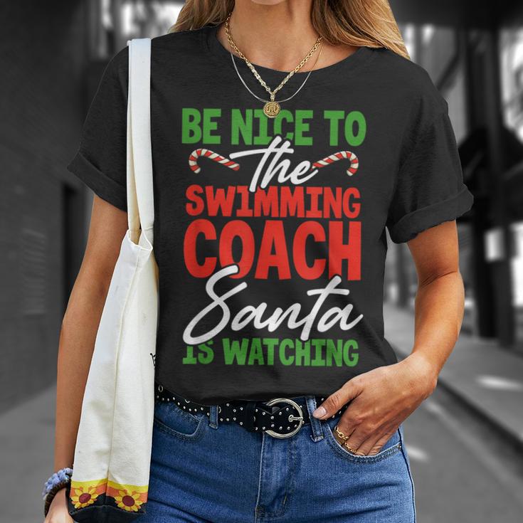 Swimming Coach Christmas Xmas Swimming Santa T-Shirt Gifts for Her Swimming Coach Christmas Xmas Swimming Santa T-Shirt Gifts for Her