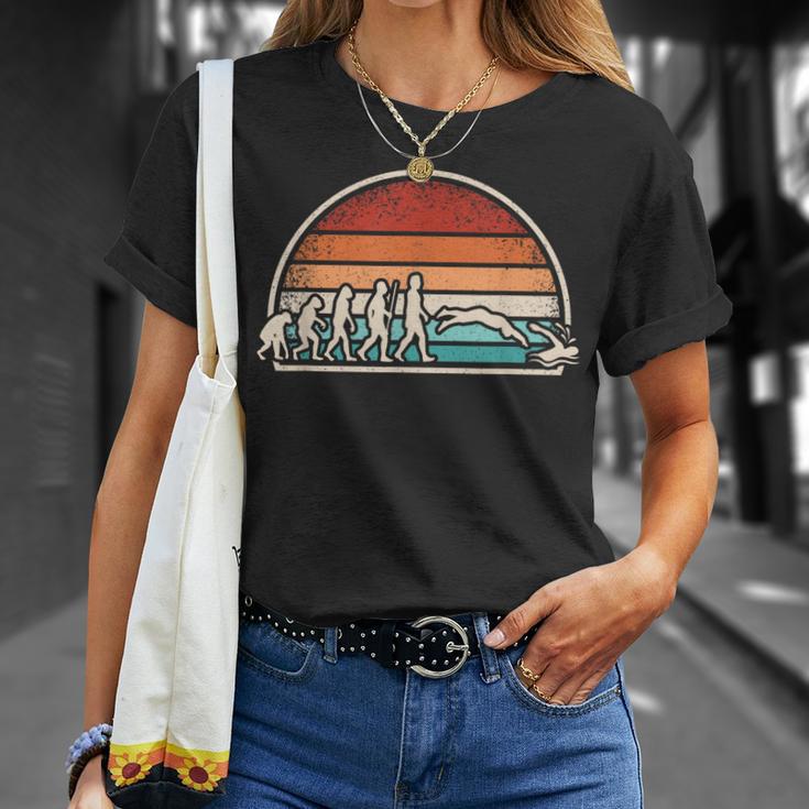 Swimming Evolution Retro Swim Swimmer Men Women T-Shirt Gifts for Her