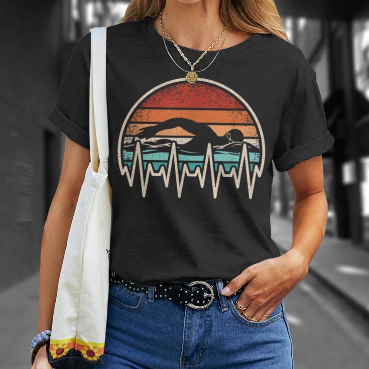 Swimming Heartbeat Retro Swim Swimmer Men Women T-Shirt Gifts for Her Swimming Heartbeat Retro Swim Swimmer Men Women T-Shirt Gifts for Her