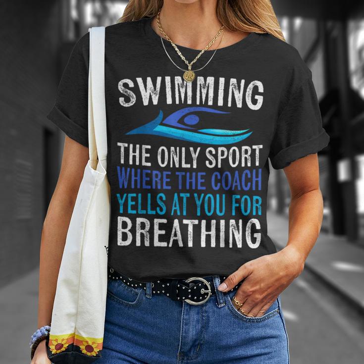 Swimming Only Sport Where The Coach Swimmer Swim Team T-Shirt Gifts for Her Swimming Only Sport Where The Coach Swimmer Swim Team T-Shirt Gifts for Her