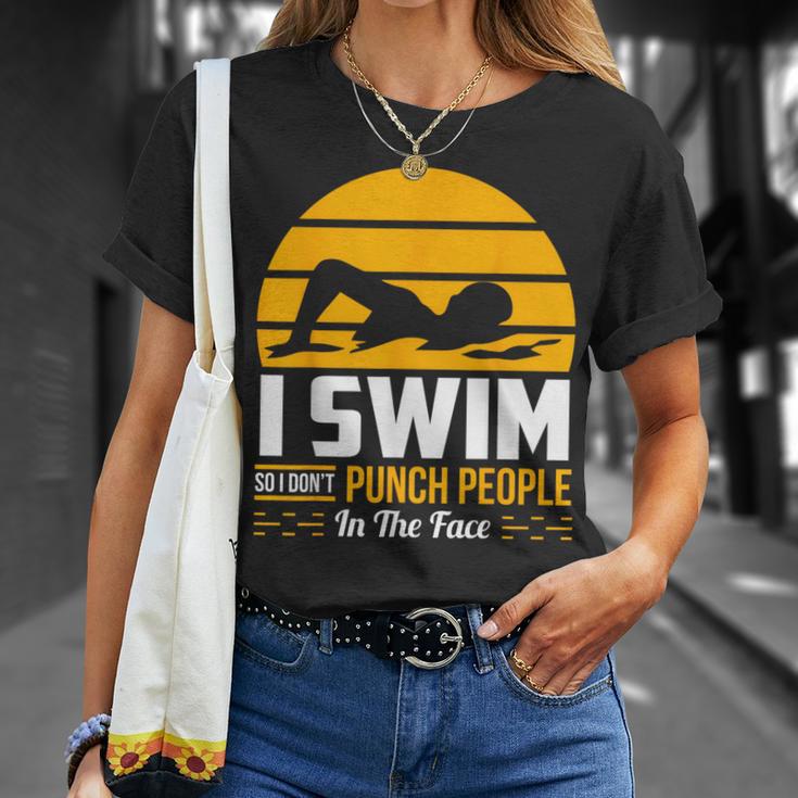 Swimming Swimmer Swim Team So I Don't Punch T-Shirt Gifts for Her