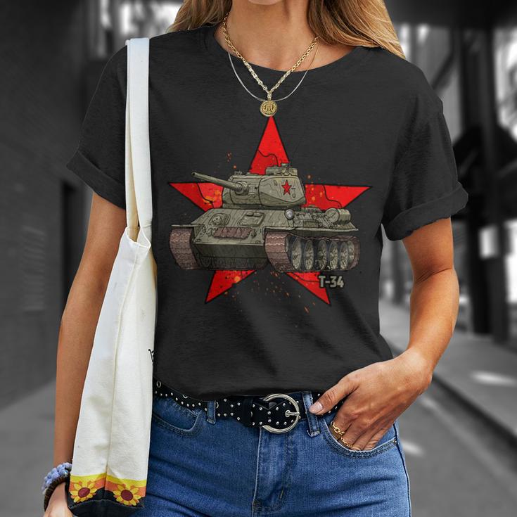T-34 Tanqueoviético De Laegunda Guerra Mundial Ejército Ruso Estrella Roja Camiseta unisex Regalos para ella