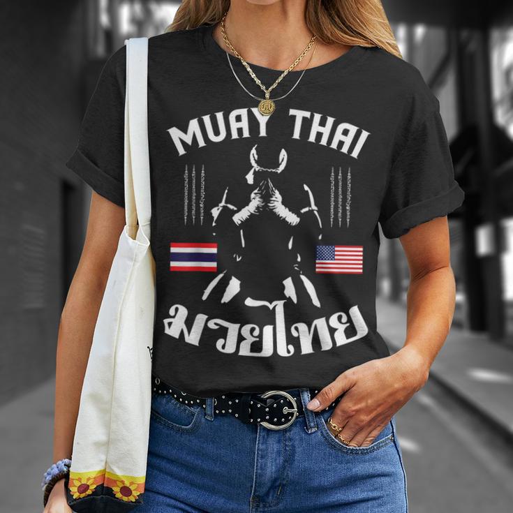 Thailand American Flag Muay Thai Thai Boxing Women Girls Kids Men T-Shirt T-Shirt Gifts for Her
