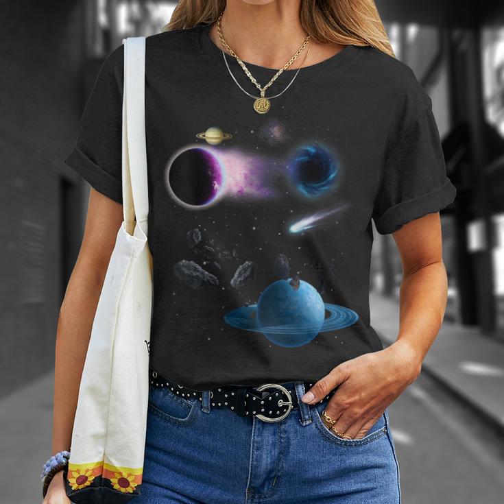 Universo Espacio Motivo Planetaistemaolarol Galaxia Cuello Camiseta unisex Regalos para ella