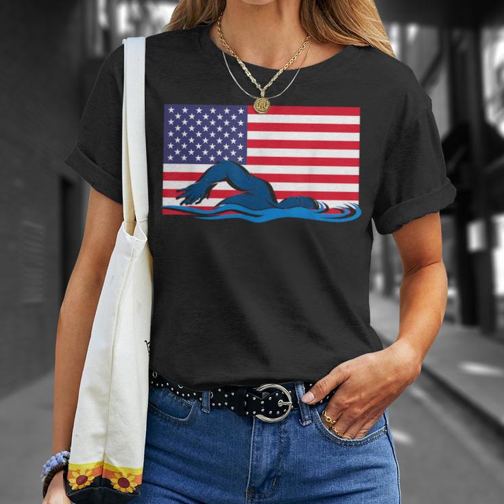 USA Flag Swimmer Swimming Sport Athlete Swim Swimming T-Shirt Gifts for Her USA Flag Swimmer Swimming Sport Athlete Swim Swimming T-Shirt Gifts for Her