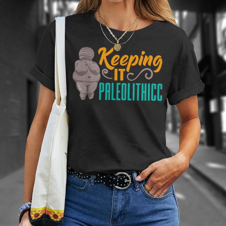 Venus De Willendorf Fertilidad Diosa Thicc Juego De Palabras Paleolítico Camiseta unisex Regalos para ella