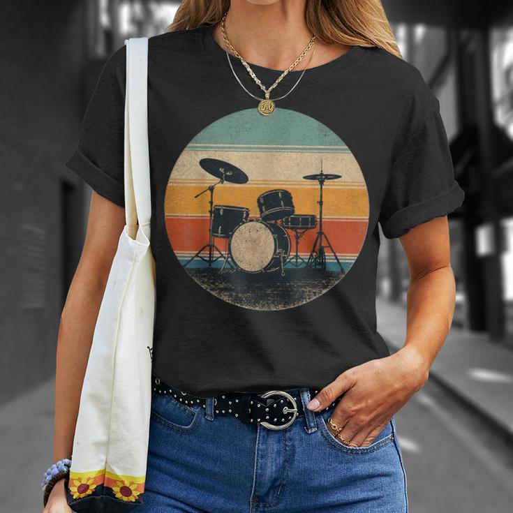 Vintage Drum Kit Silhouette Retro Music T-Shirt Gifts for Her Vintage Drum Kit Silhouette Retro Music T-Shirt Gifts for Her
