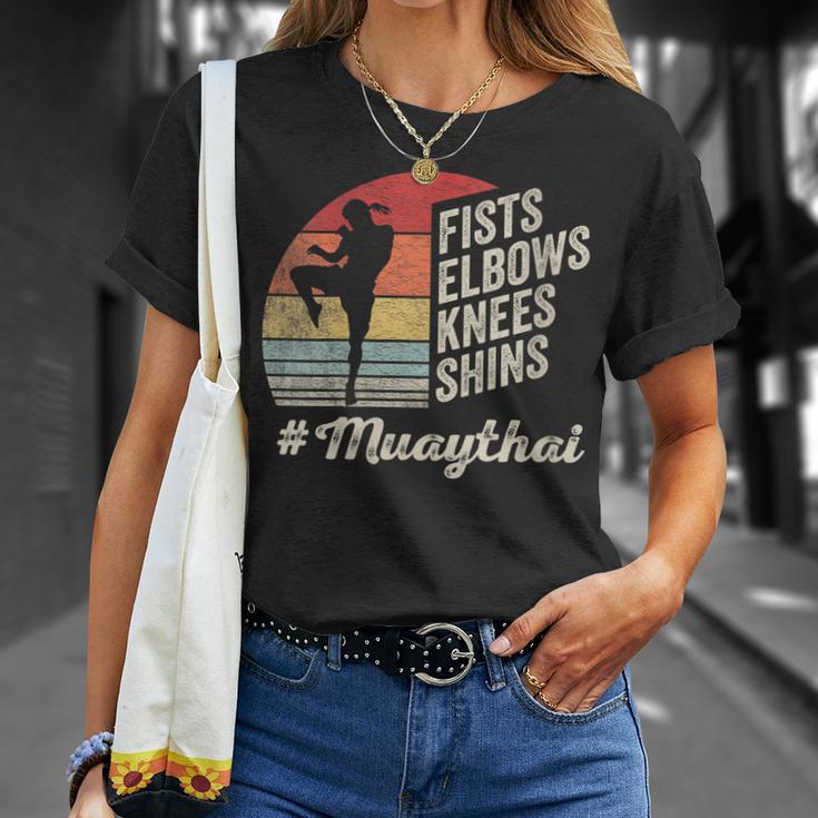 Women's Muay Thai Martial Arts Fighter Retro Vintage Sunset Graphic T-Shirt Gifts for Her
