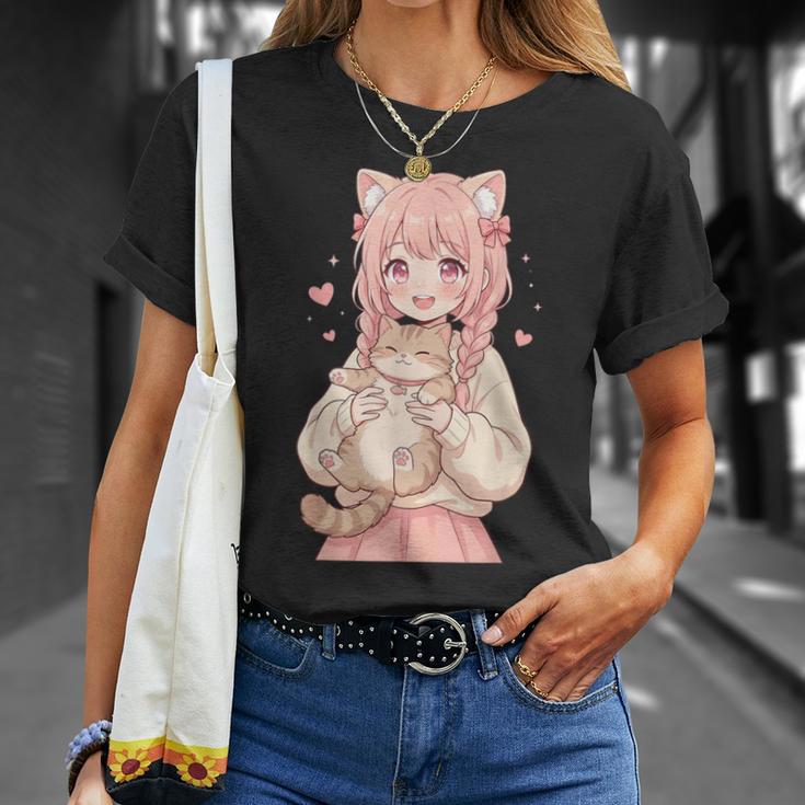 かわいい アニメ 女の子 抱っこ 猫 かわいい 漫画 猫好き オタク Tシャツ 彼女への贈り物