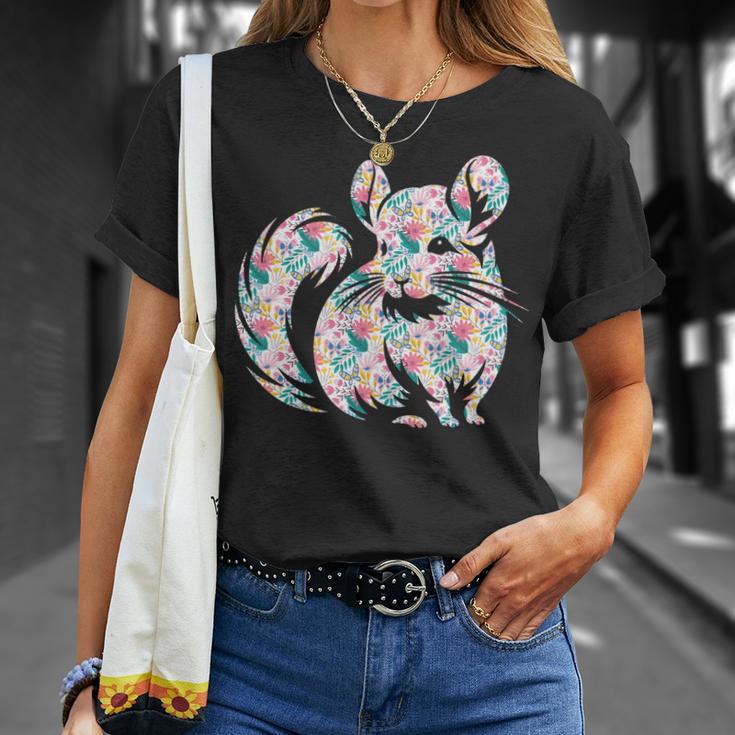 かわいいチンチラ花柄チンチラ 長袖tシャツ Tシャツ 彼女への贈り物