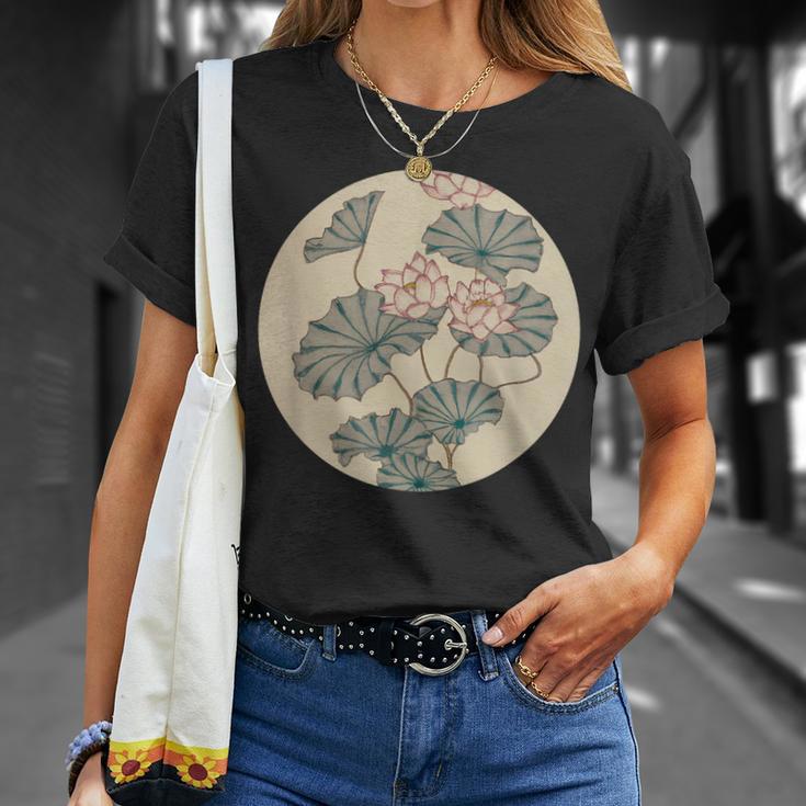 蓮の花 浮世絵 日本風アート Tシャツ 彼女への贈り物