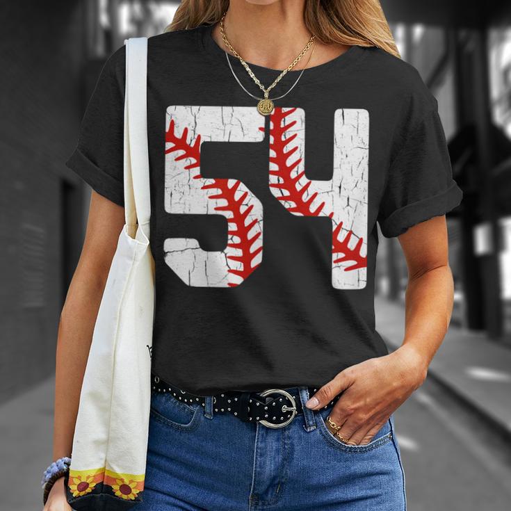 野球選手 ジャージ 番号54 54 Proud Baseball Mom Dad Tシャツ 彼女への贈り物
