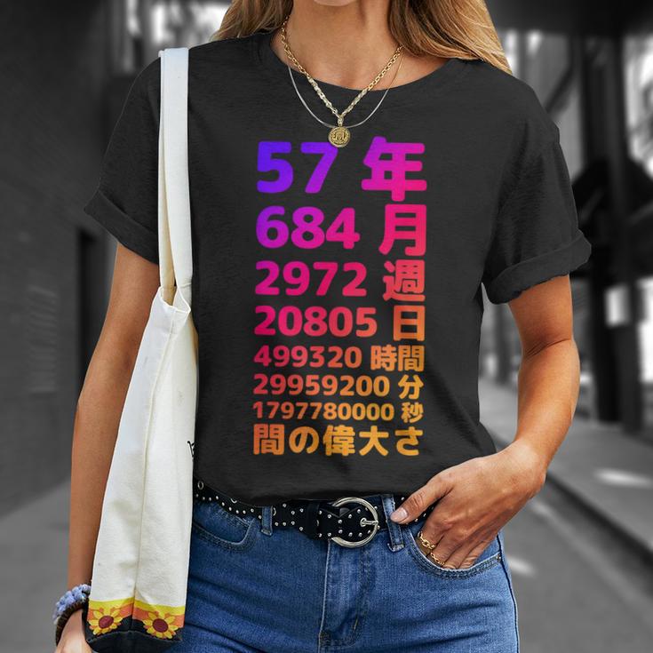 面白い57歳の誕生日の古いメーター 面白い57歳のギフト 女性 男性 面白い電卓 57歳の誕生日のギフト Tシャツ 彼女への贈り物