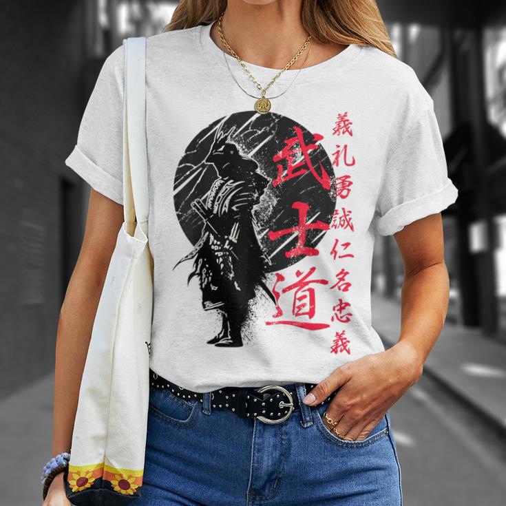 Bushido Códigoamurai Japón Guerrero Espadachín Kanji Camiseta unisex Regalos para ella