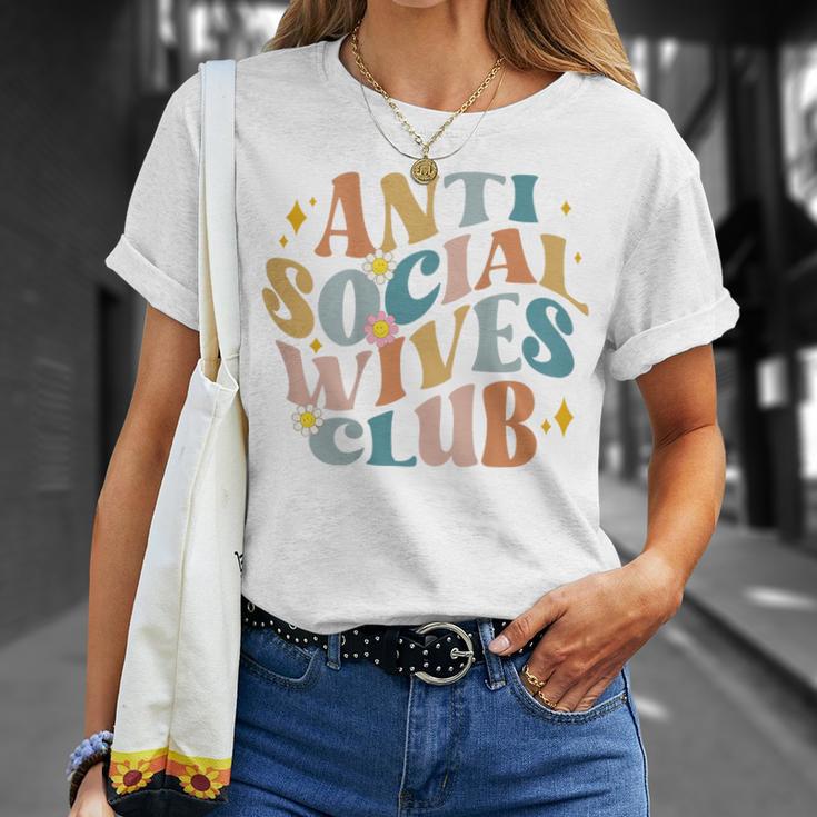 Divertido Antiocial Esposas Club Groovy Divertido Mamá Camiseta unisex Regalos para ella