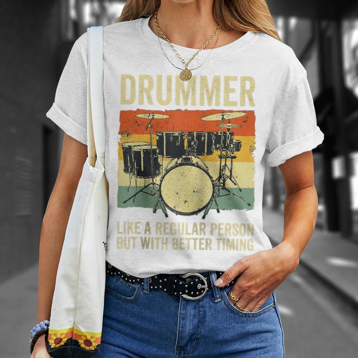 Drummer Better Timing Retro Vintage Sunset Drum Kit Graphic Raglan Baseball Tee T-Shirt Gifts for Her Drummer Better Timing Retro Vintage Sunset Drum Kit Graphic Raglan Baseball Tee T-Shirt Gifts for Her