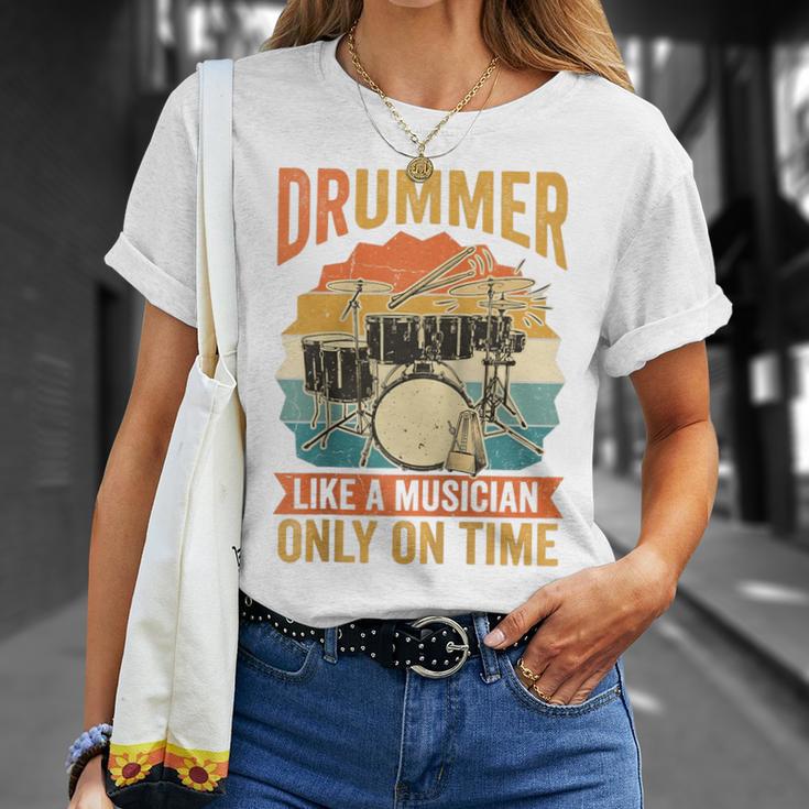 Drummer Like a Musician Only On Time Vintage Sunset Drum Kit Raglan Baseball Tee T-Shirt Gifts for Her Drummer Like a Musician Only On Time Vintage Sunset Drum Kit Raglan Baseball Tee T-Shirt Gifts for Her