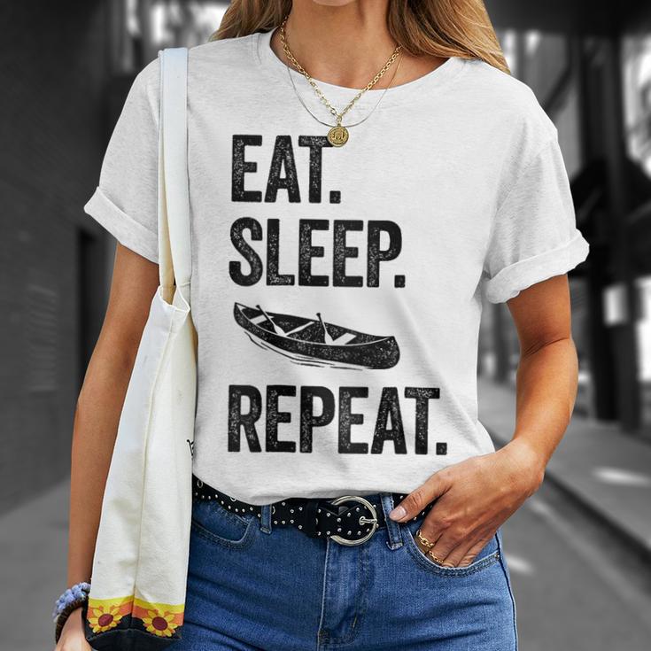Eat Sleep Canoe Repeat Canoeing Outdoors Raglan Baseball Tee T-Shirt Gifts for Her