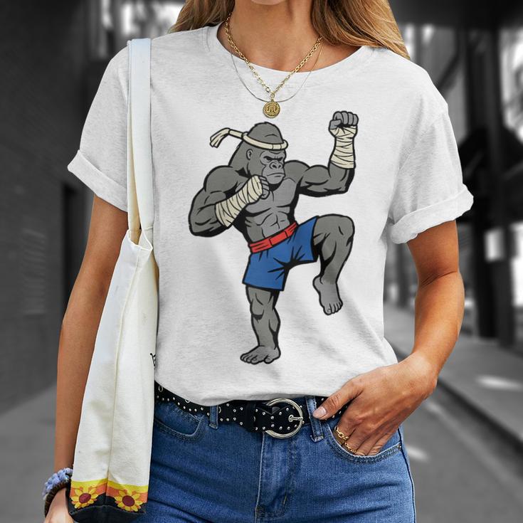 Gorilla Muay Thai Combat Sport Fighter Martial Arts 8 Limbs Raglan Baseball Tee T-Shirt Gifts for Her