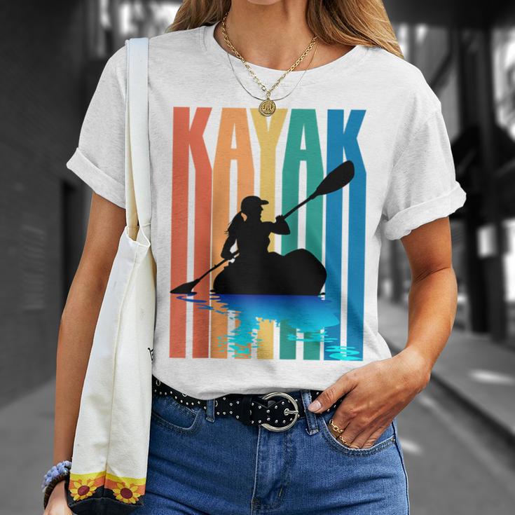 Kayaking Kayak Retro Art Canoe Raglan Baseball Tee T-Shirt Gifts for Her