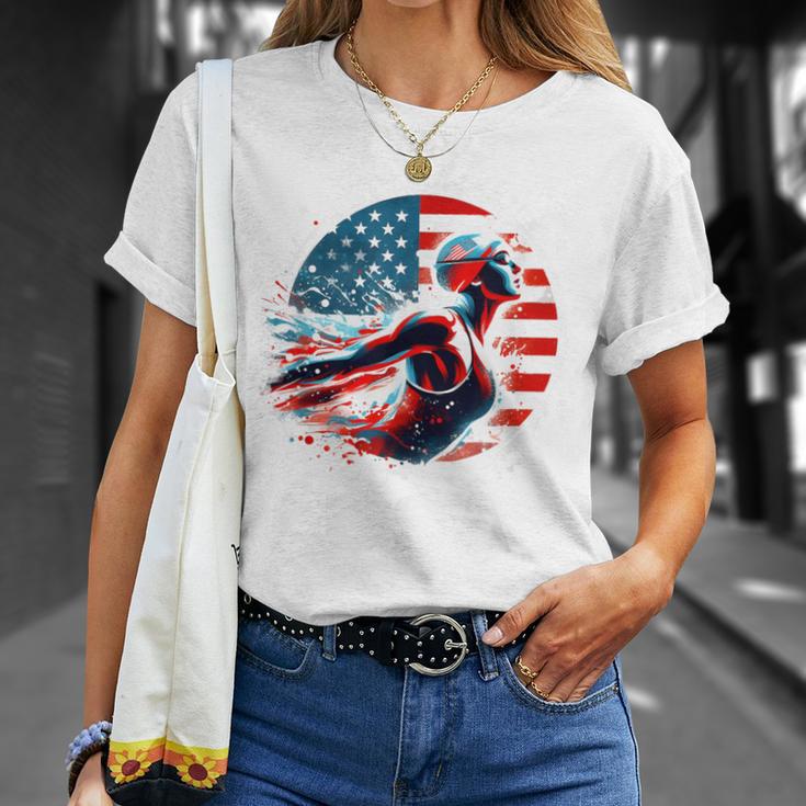 Swimming United States Apparel American Flag Swimming T-Shirt Gifts for Her Swimming United States Apparel American Flag Swimming T-Shirt Gifts for Her