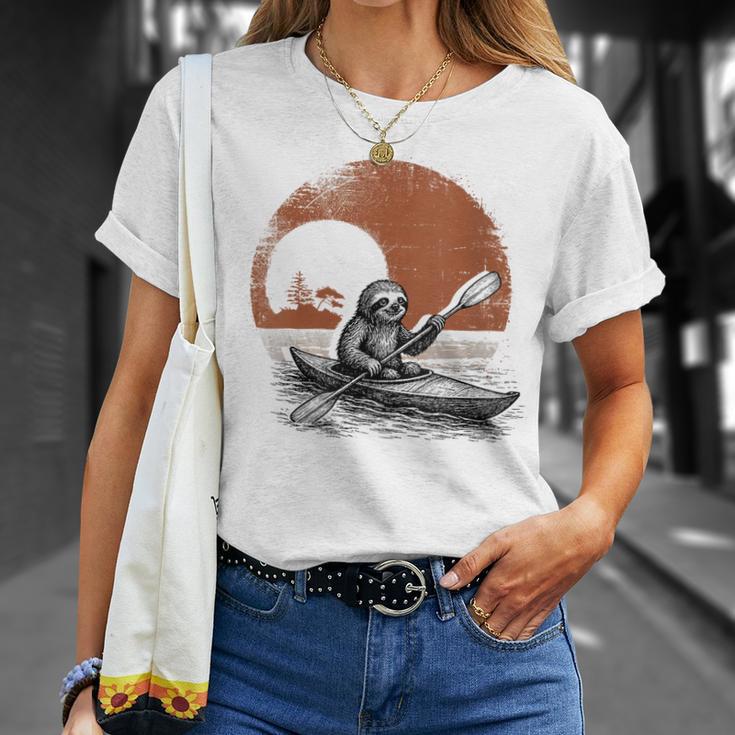 Women's Kayaking Sloth Kayak Kayaker Canoe Paddling T-Shirt Gifts for Her