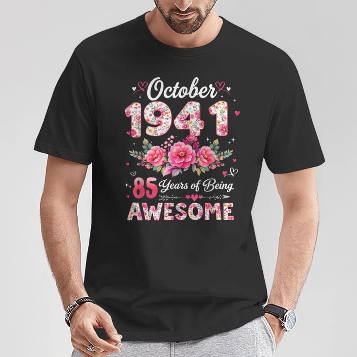85歳 1941年10月 花柄 85歳 誕生日 男性 女性 Tシャツ 面白い贈り物