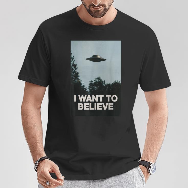 Alien Ufo Bekleidung I Want To Believe T-Shirt Lustige Geschenke