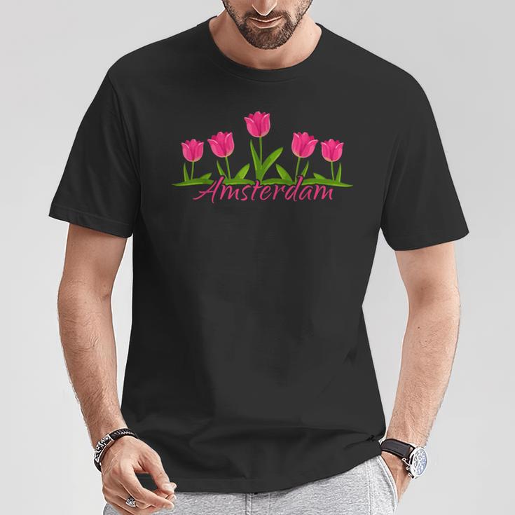Amsterdam Países Bajos Tulipanes Holandaouvenirintage Camiseta unisex Regalos divertidos