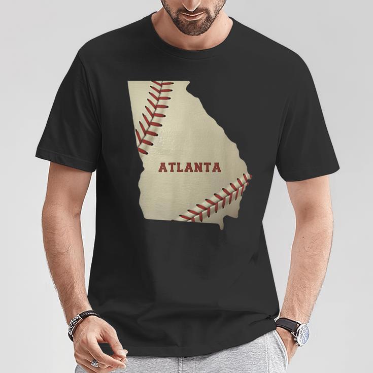 Atlanta Georgia Béisbol Estado Mapaoftbol EeUu Balonista Camiseta unisex Regalos divertidos