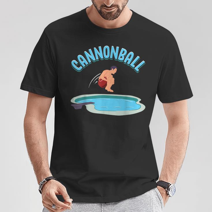 Cannonball Swimming Pool Fun Diving Diver Swimmer Cool T-Shirt Unique Gifts