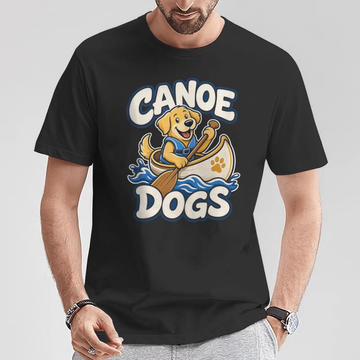 Canoe Dogs Golden Retriever Paddling Graphic T-Shirt Unique Gifts