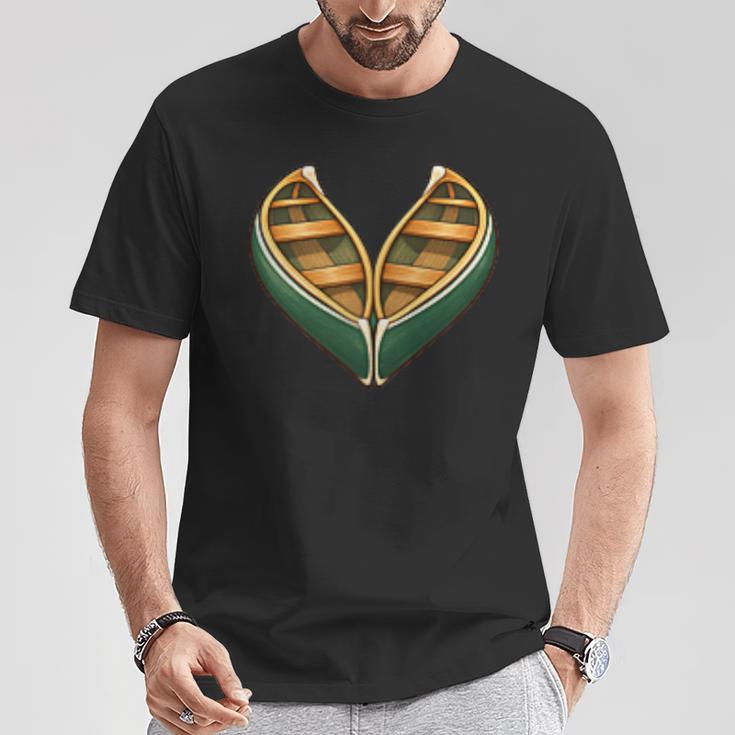 Canoe Heart Cute Minimalist Paddling Adventure T-Shirt Unique Gifts