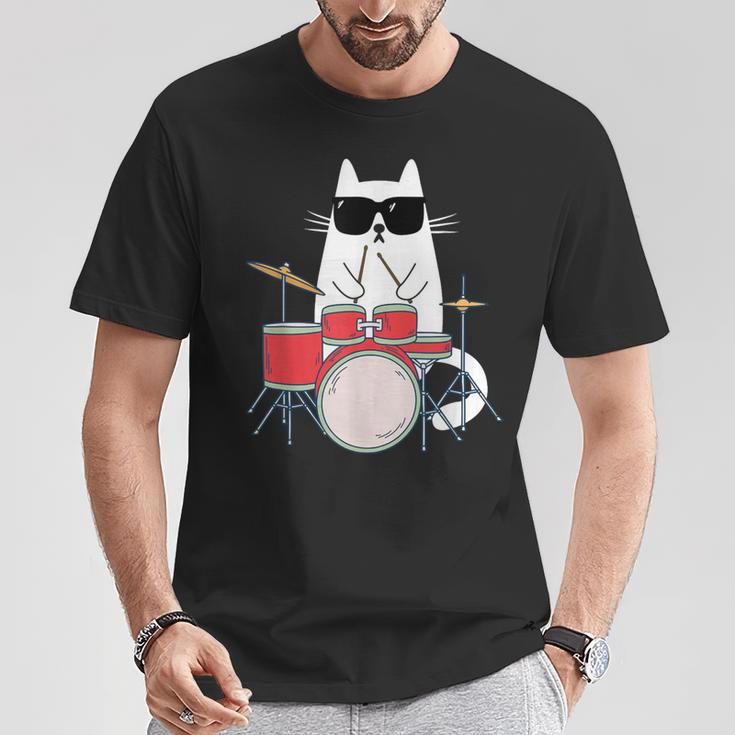 Cat Wearing Sunglasses Playing Drums Drum Kit Musician T-Shirt Unique Gifts Cat Wearing Sunglasses Playing Drums Drum Kit Musician T-Shirt Unique Gifts