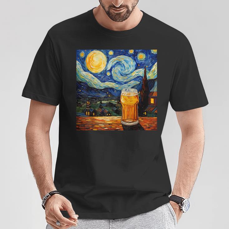 Cerveza De Noche Estrelladaurrealista Camiseta unisex Regalos divertidos