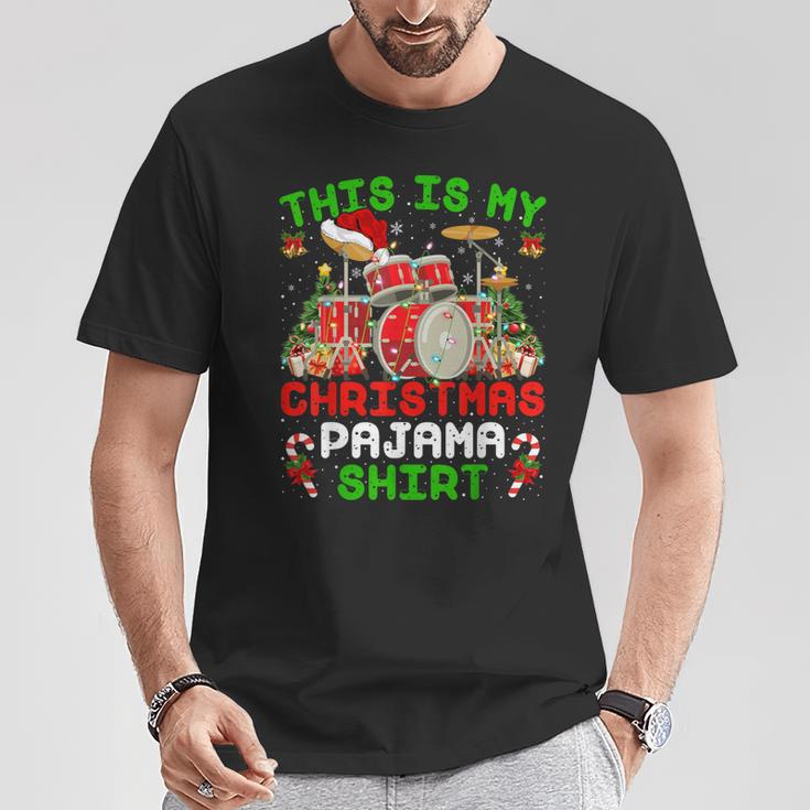 This Is My Christmas Pajama Shirt Drum Kit Christmas T-Shirt Unique Gifts