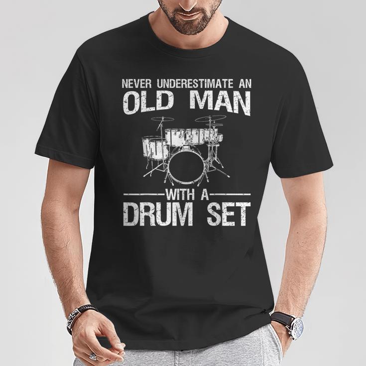 Cool Drummer Art Men Dad Drum Set Player Drum Kit Musician T-Shirt Unique Gifts
