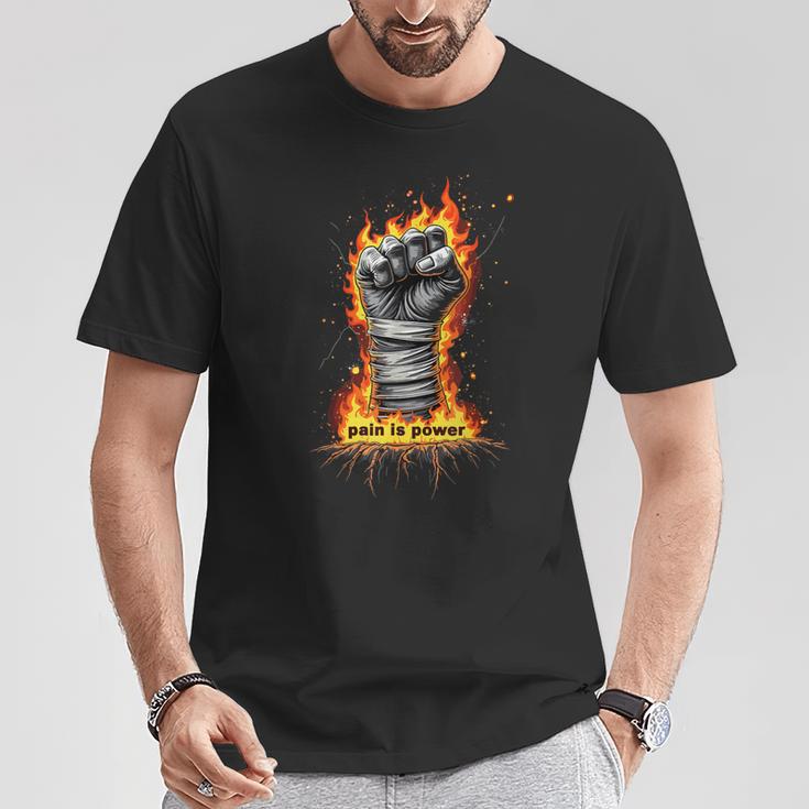 Dolor Es Poder Puño Fuego Boxeo Camiseta unisex Regalos divertidos