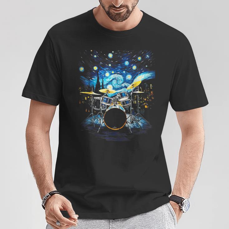 Drum Kit Percussionist Drummer Van Gogh Drums T-Shirt Unique Gifts Drum Kit Percussionist Drummer Van Gogh Drums T-Shirt Unique Gifts